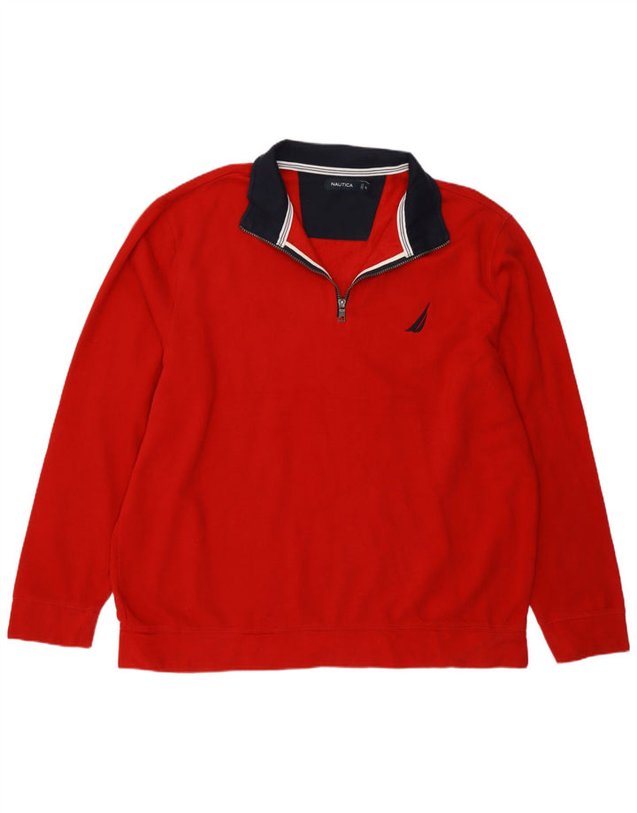 Felpa da uomo con collo con zip Nautica, maglione 2XL rosso