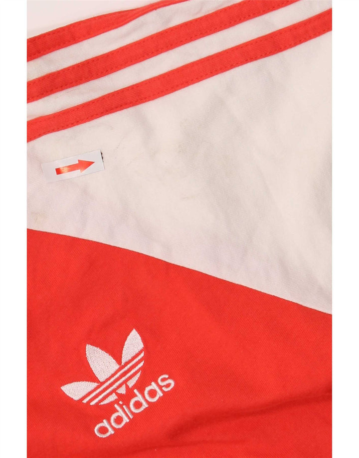 Top Adidas da uomo a maniche lunghe in cotone color block rosso medio