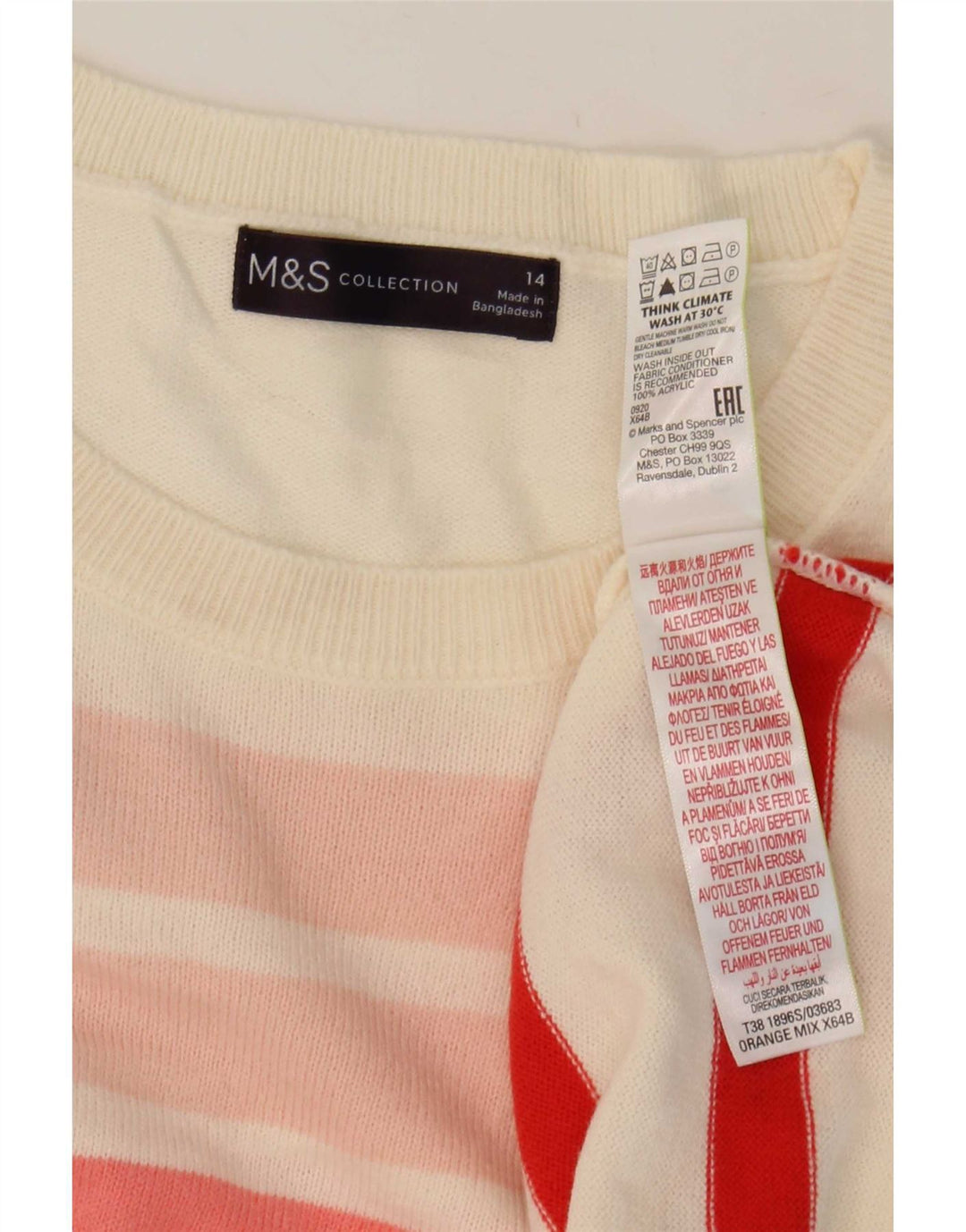 Maglione maglione con scollo a barca da donna Marks & Spencer UK 14 grande multicolore