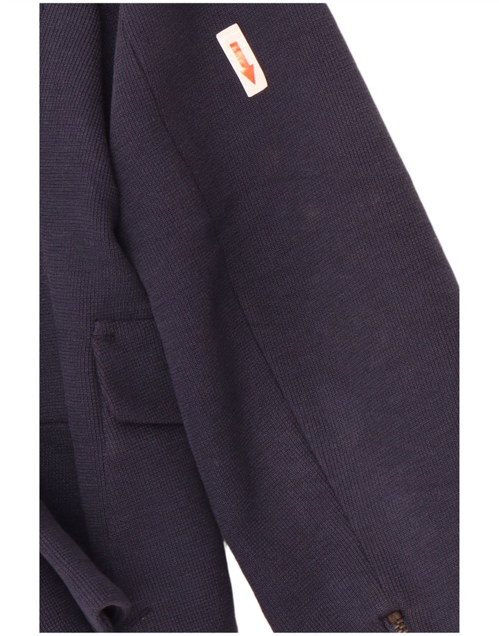 Giacca blazer corta a 1 bottone da donna Zara UK 14 grande in cotone blu navy