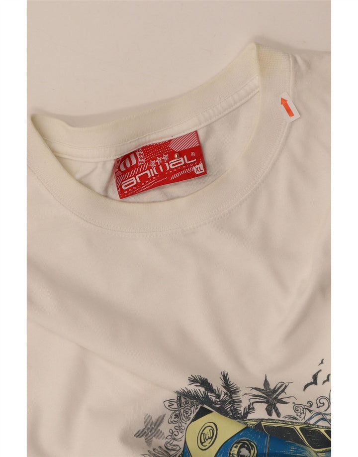 ANIMAL Mens Graphic T-Shirt Top XL White