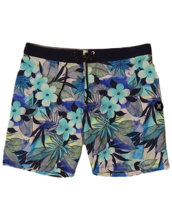 Pantaloncini da bagno Hurley Phantom da uomo grandi blu floreali