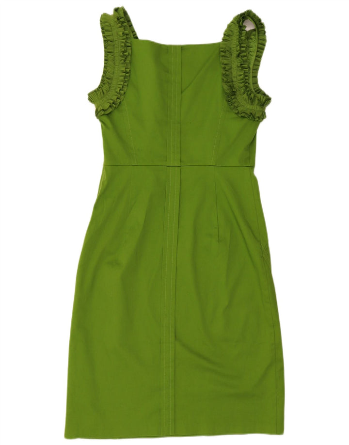 Ted Baker Abito tubino senza maniche con volant da donna taglia 3 cotone verde medio