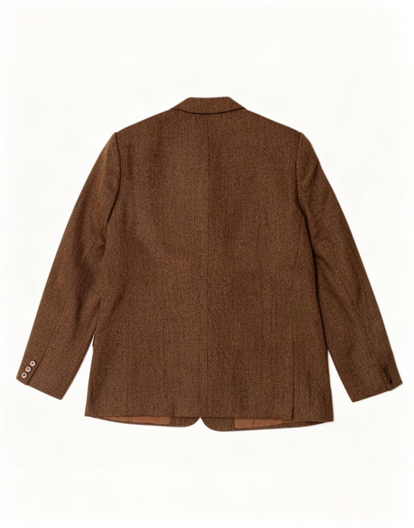 Giacca blazer a 3 bottoni da donna DAKS UK 18 XL Lana vergine screziata marrone