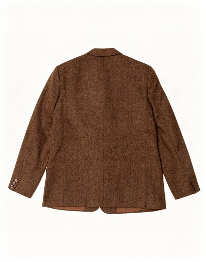 Giacca blazer a 3 bottoni da donna DAKS UK 18 XL Lana vergine screziata marrone
