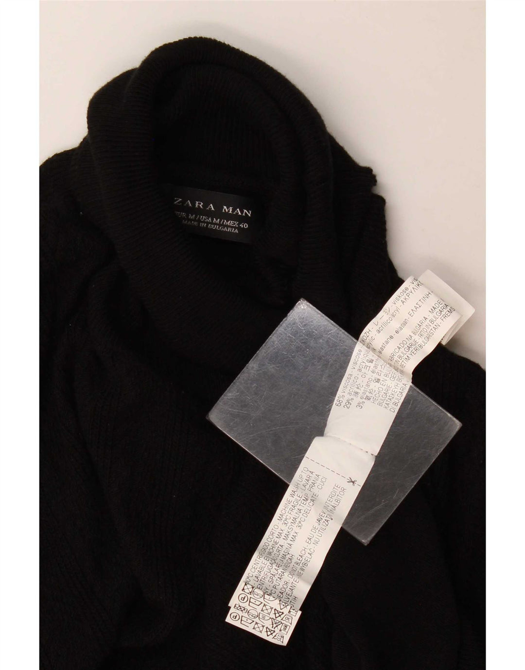 Maglione Zara da uomo con collo alto e viscosa nera media