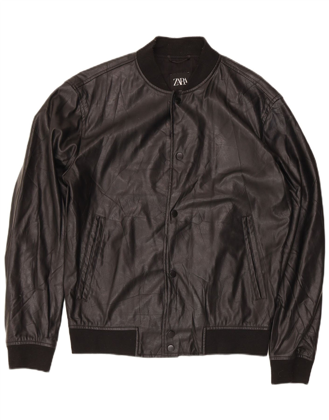 Giubbotto bomber da uomo in ecopelle Zara UK 38 poliestere nero medio
