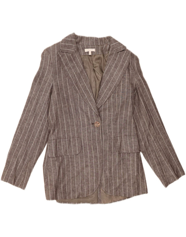 KOOKAI Womens 1 Button Blazer Jacket EU 38 Medium Grey Pinstripe