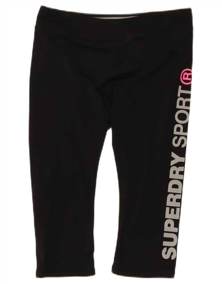 Leggings Capri grafici da donna Superdry UK 12 poliestere nero medio