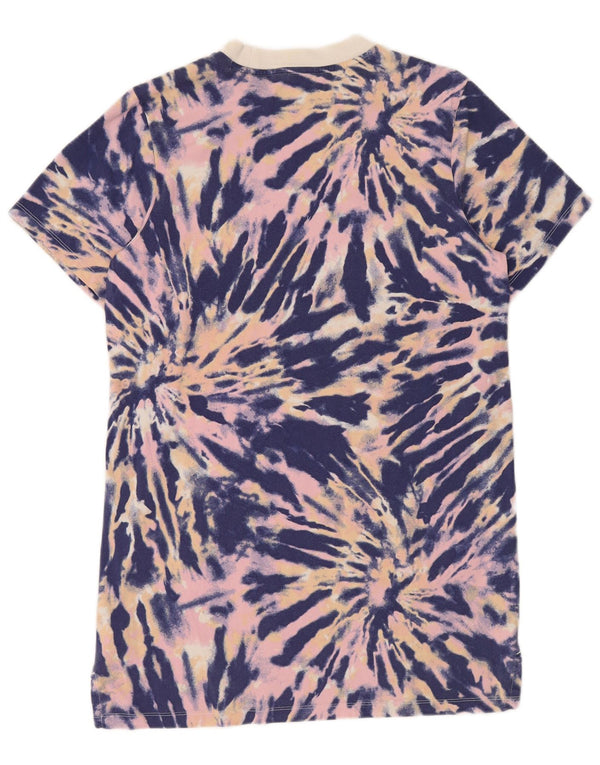 Abito t-shirt grafica da donna Adidas UK 12 cotone tie-dye viola medio
