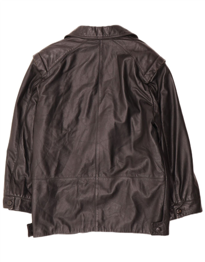 Giacca in pelle vintage da donna IT 44 media nera