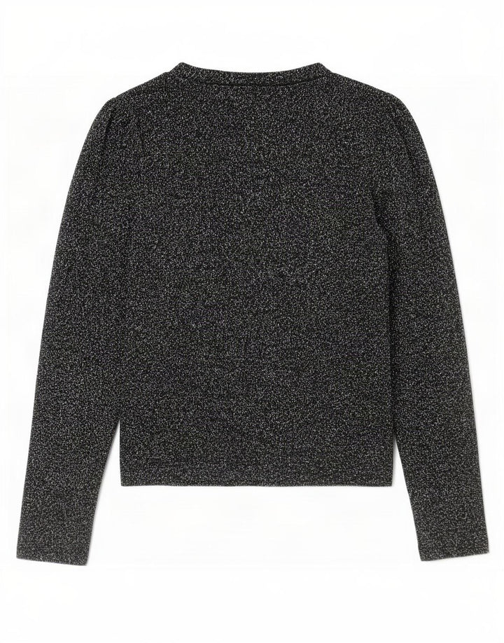 Top Zara da donna a maniche lunghe UK 10 piccolo poliestere chiazzato nero