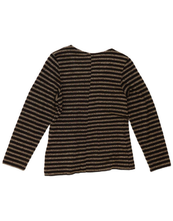 C&A Womens Top Long Sleeve EU 42 Large Gold Striped Cotton