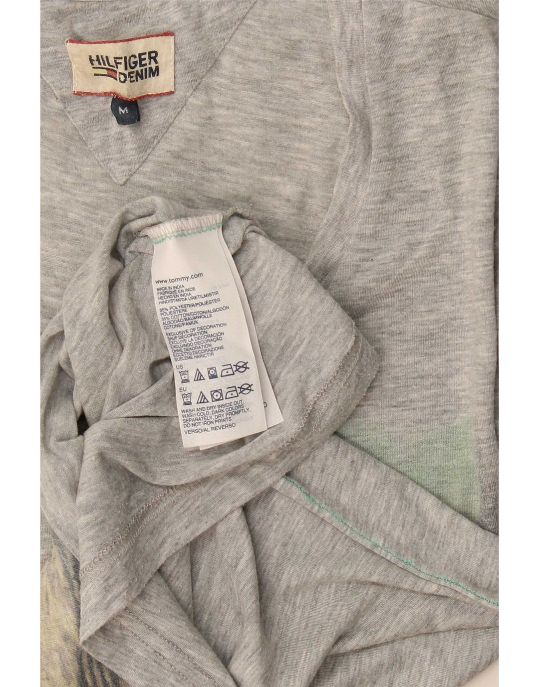 T-shirt grafica da uomo Tommy Hilfiger Top in poliestere chiazzato grigio medio
