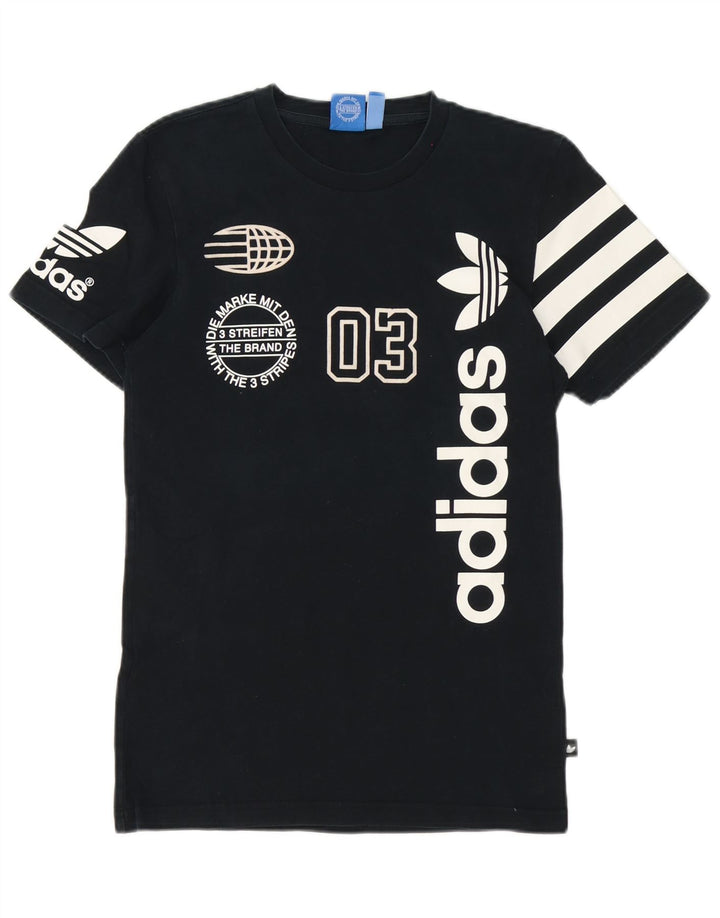 T-shirt grafica da uomo Adidas Top piccola in cotone nero