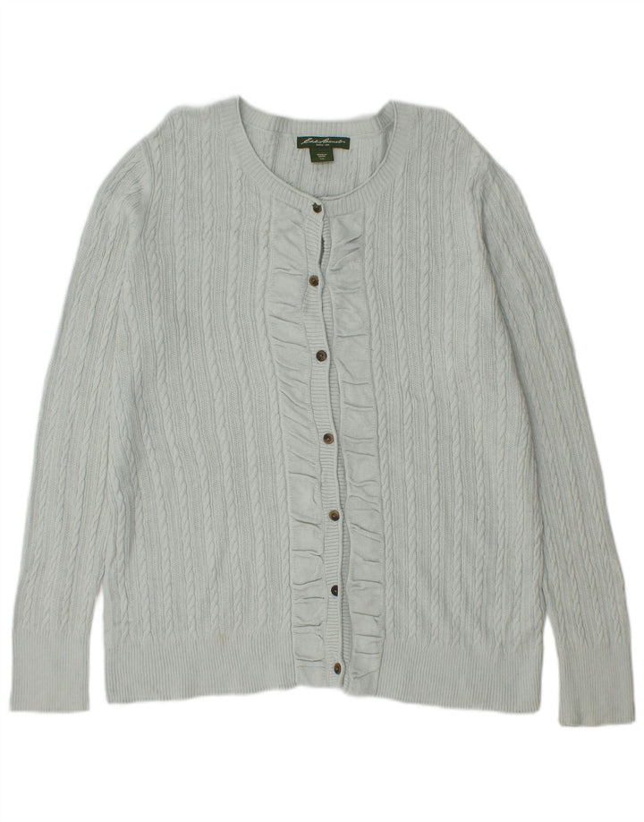 Maglione cardigan da donna Eddie Bauer UK 18 XL cotone blu