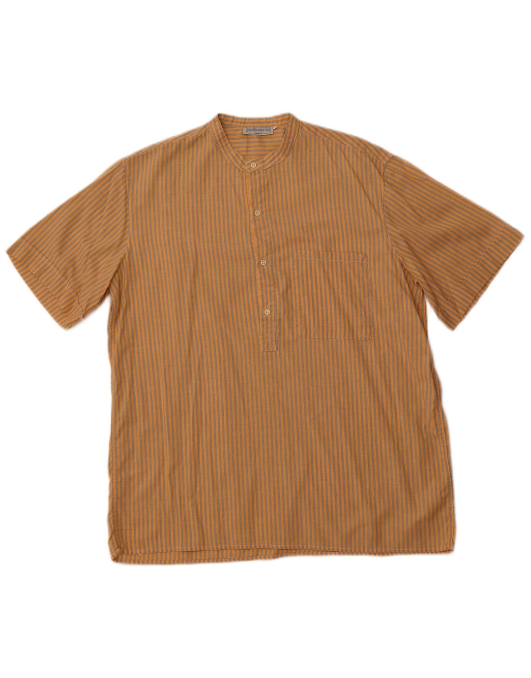 PULLOVERIA Camicia pullover a maniche corte da uomo a righe grandi arancioni