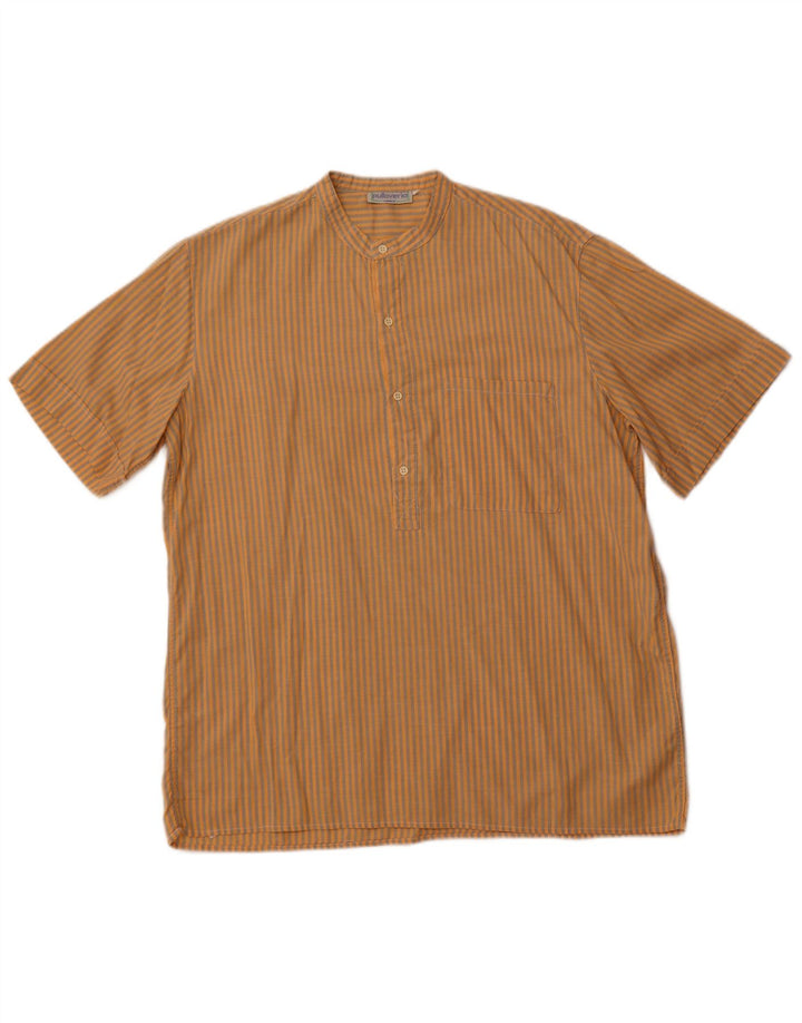 PULLOVERIA Camicia pullover a maniche corte da uomo a righe grandi arancioni