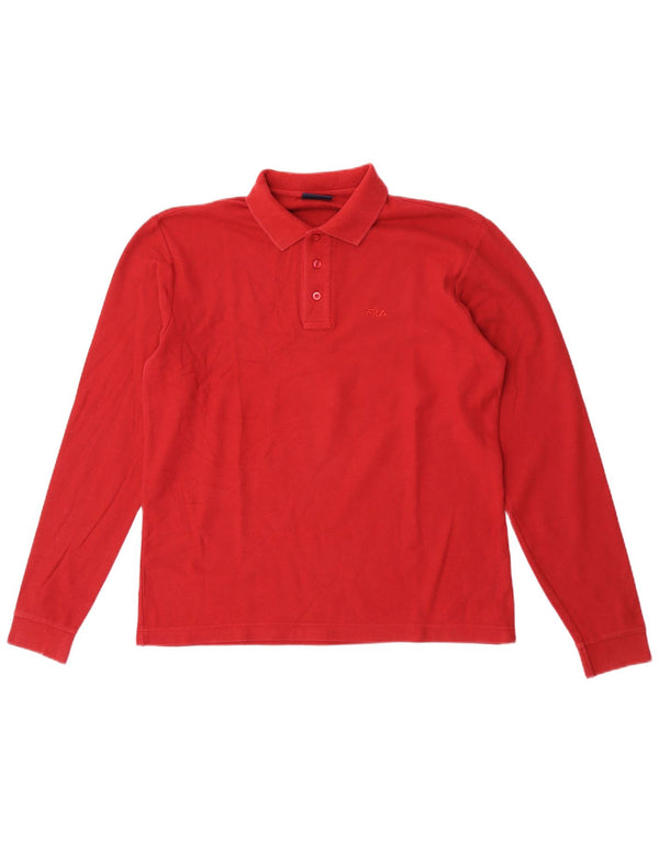 Polo da uomo a maniche lunghe Fila Rosso medio