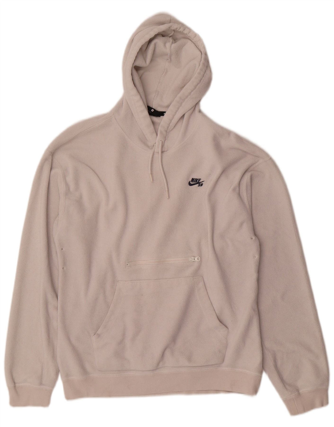 NIKE Mens Hooded Fleece Jumper Small White Cotton