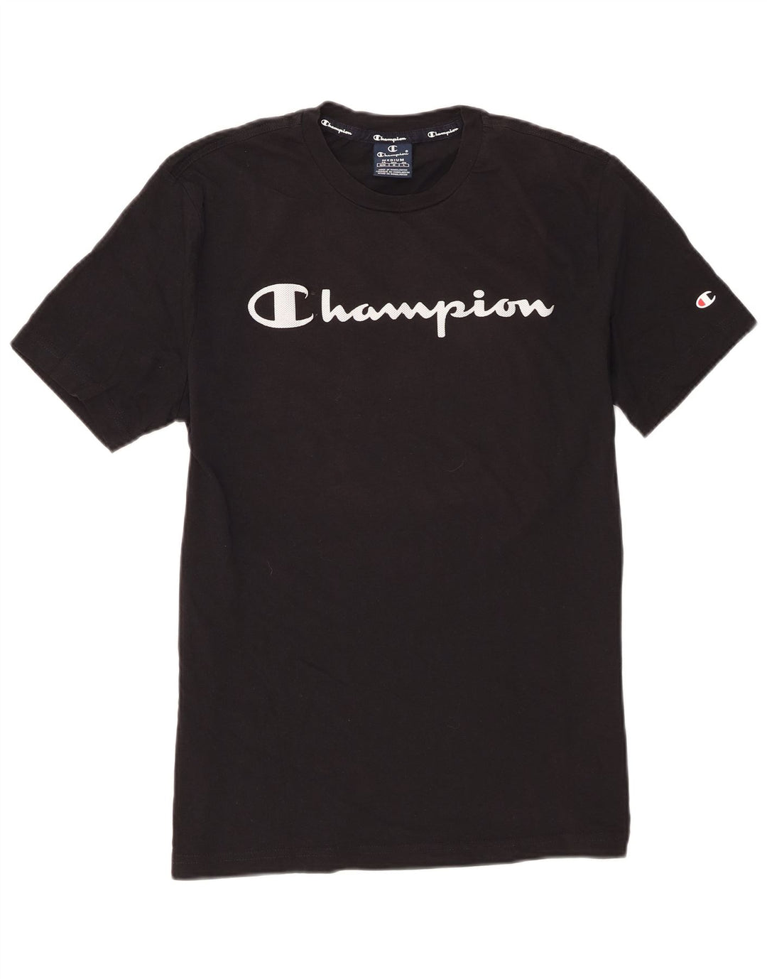 T-shirt grafica da uomo Champion Top in cotone nero medio