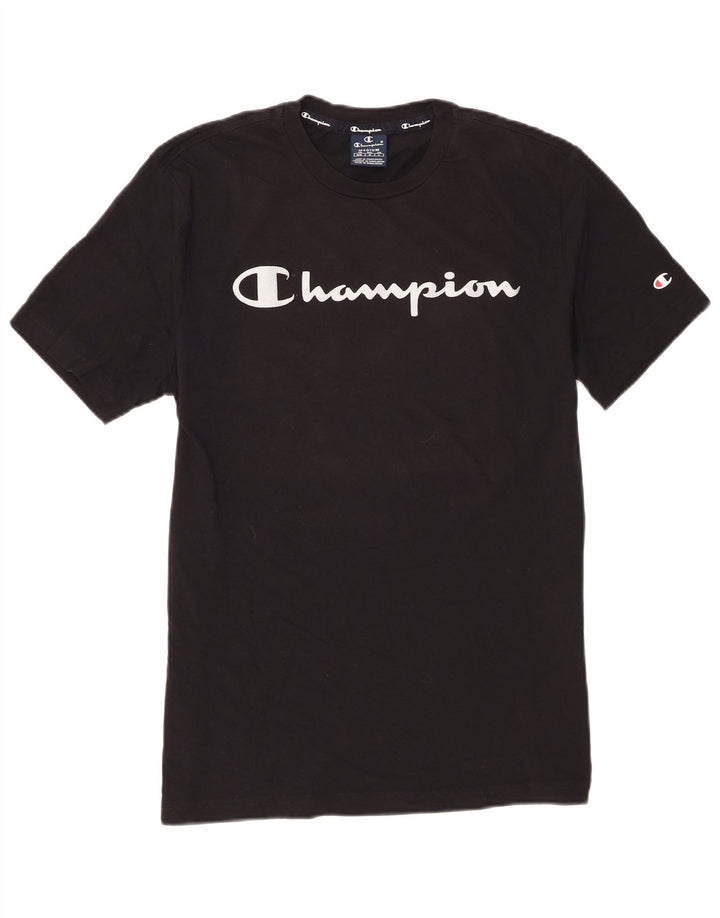 T-shirt grafica da uomo Champion Top in cotone nero medio