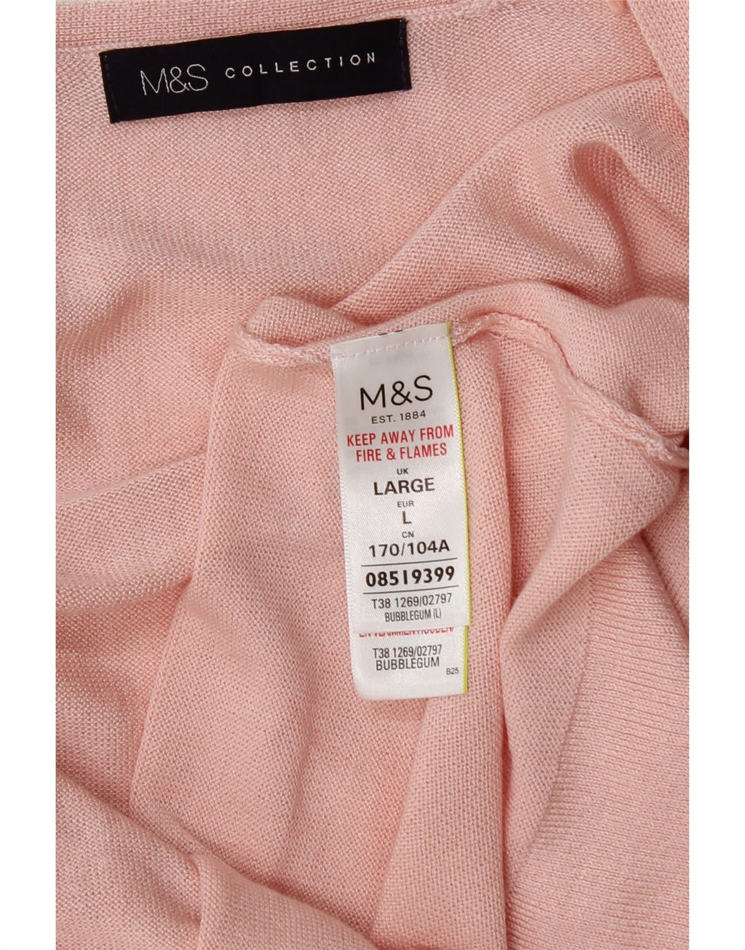 Maglione cardigan aperto lungo da donna Marks & Spencer UK 16 grande rosa