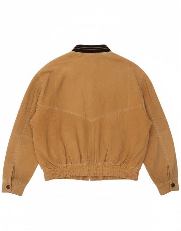 Giubbotto bomber in pelle scamosciata vintage da uomo UK 42 XL in pelle beige