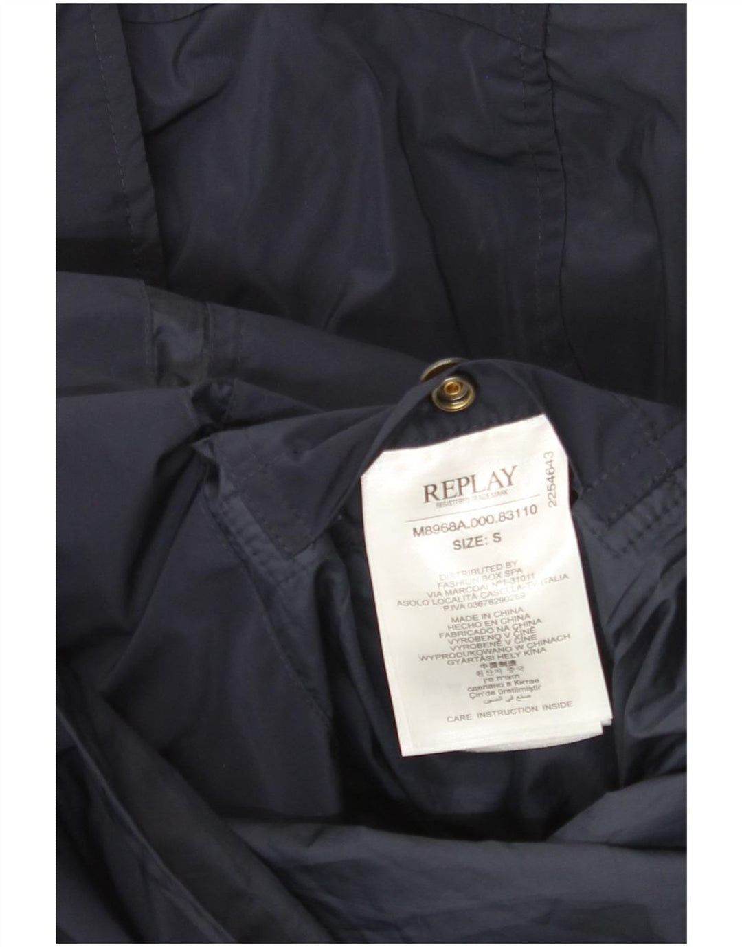 Replay Giacca antipioggia grafica da uomo UK 36 Small Poliestere blu navy