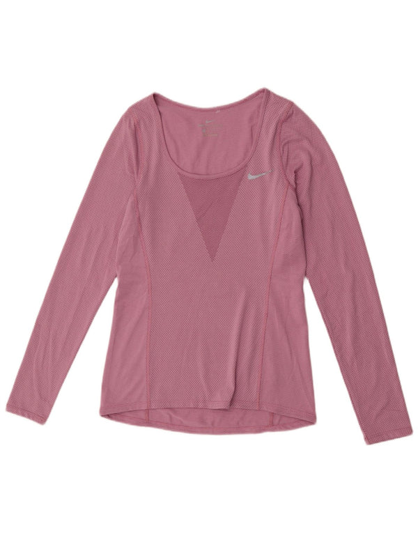 Top Nike da donna a manica lunga UK 6 XS rosa poliestere