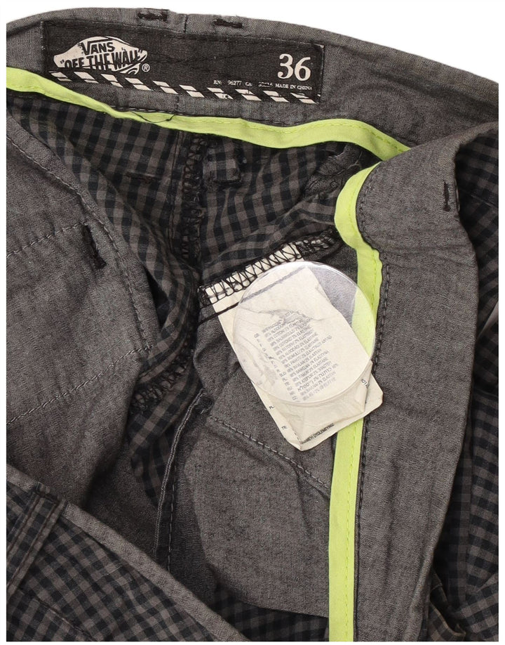 Pantaloncini chino da uomo Vans W36 grandi in cotone a quadretti grigi