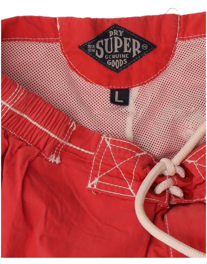 Pantaloncini da bagno grafici da uomo Superdry grandi in poliestere rosso