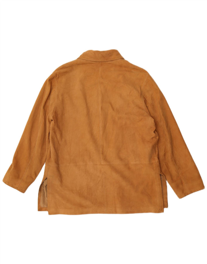 Giacca vintage in pelle scamosciata da donna IT 42 in pelle marrone medio