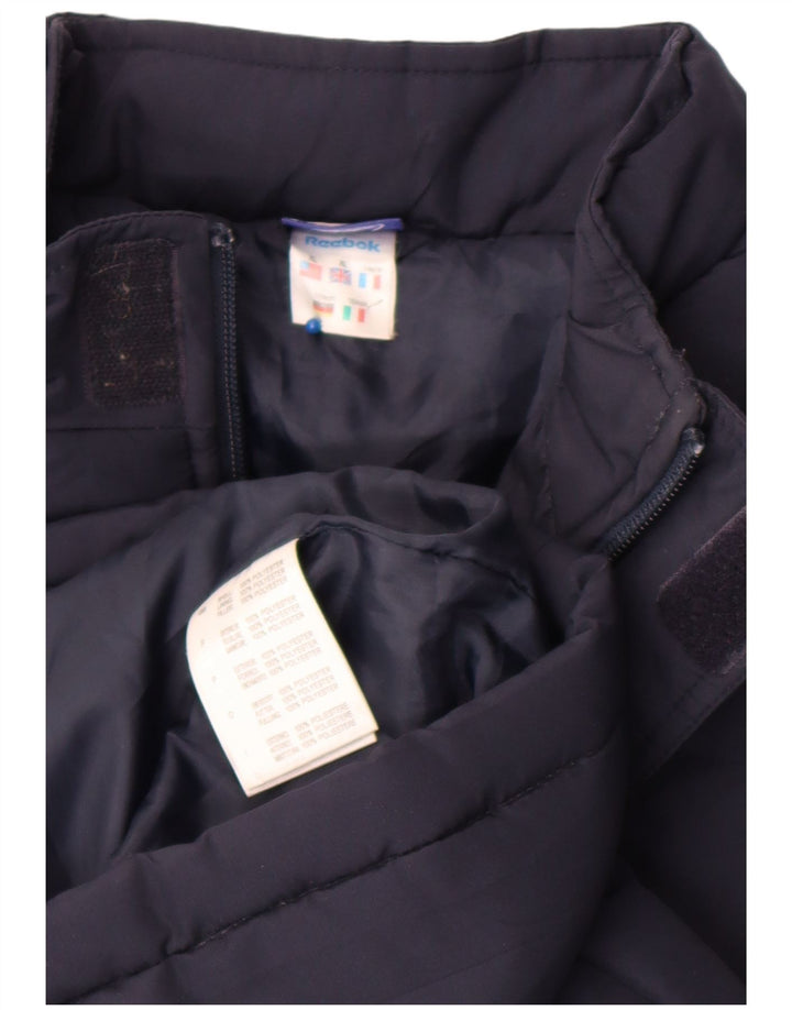 Giacca imbottita con cappuccio Reebok da ragazzo con grafica 13-14 anni XL blu navy in poliestere