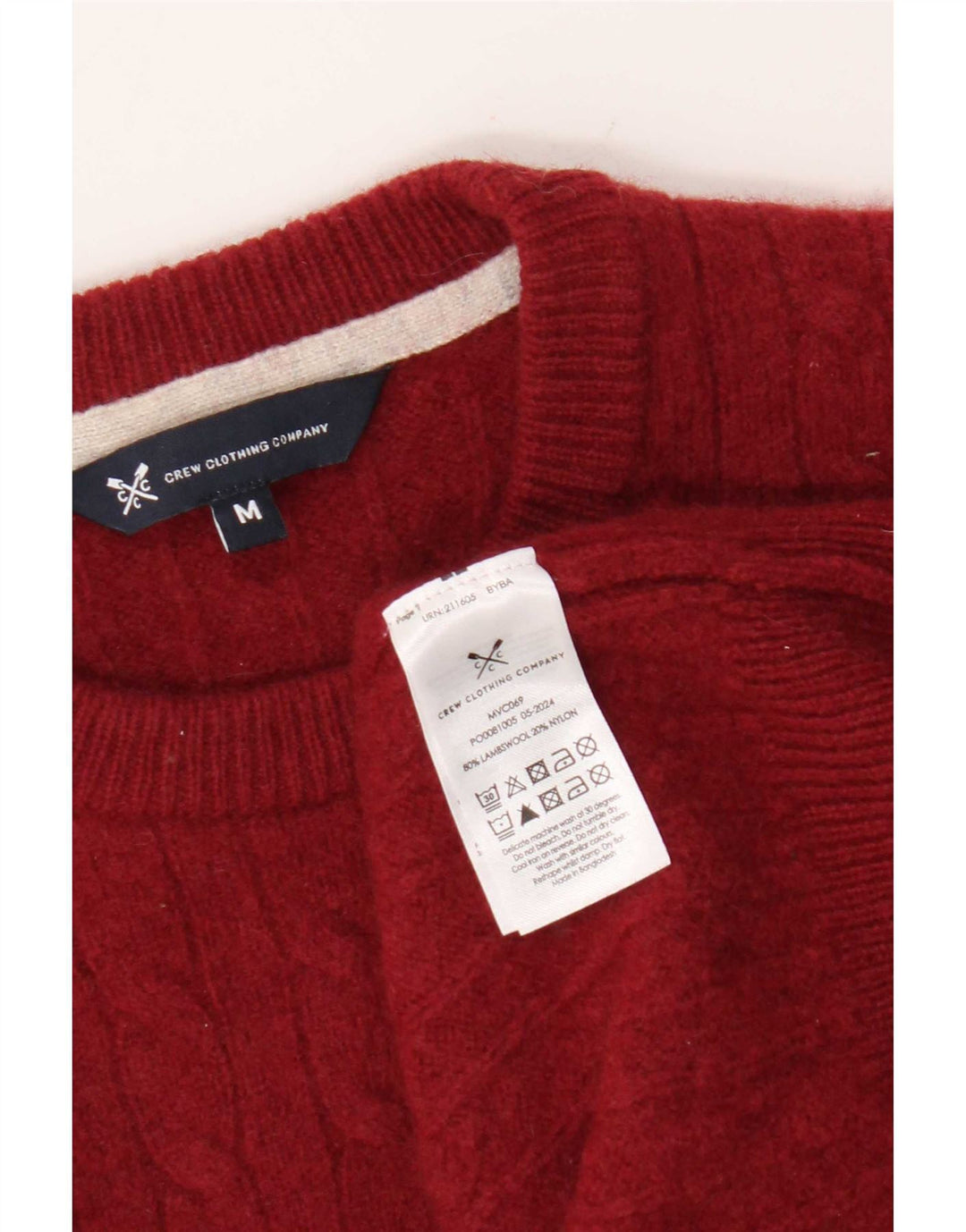 Crew Clothing Maglione da uomo con collo in lana d'agnello rosso medio
