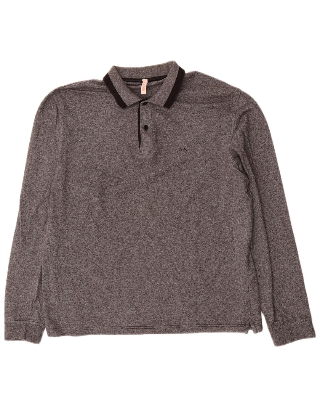 Polo da uomo a maniche lunghe Sun68 XL in cotone grigio