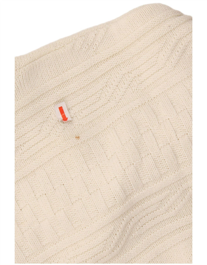 Maglione girocollo da uomo VINTAGE grande cotone geometrico bianco