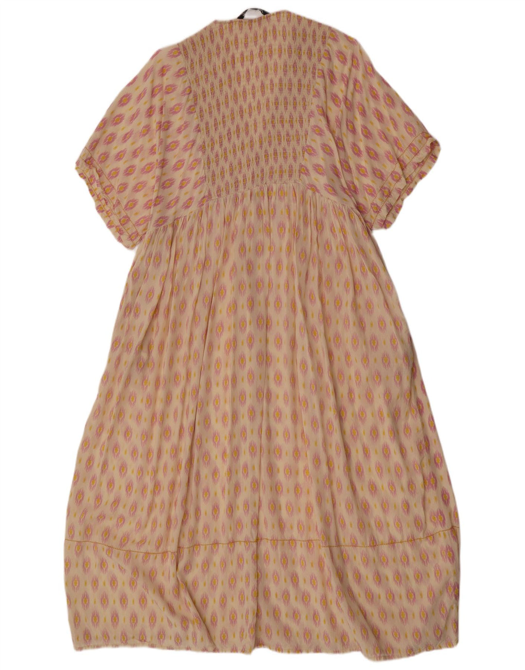 Abito caftano da donna Zara UK 12 viscosa Ikat bianco sporco medio