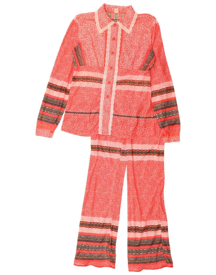 Set da 2 pezzi vintage da donna UK 12 rosso medio in poliammide