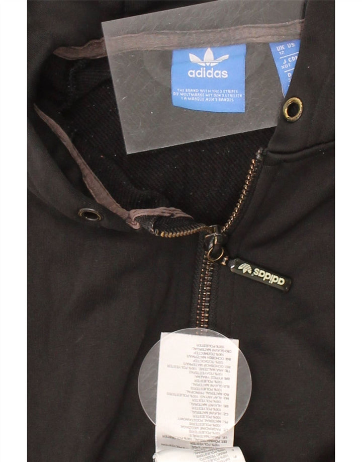 ADIDAS Womens Hoodie Jumper UK 12 Medium Black Polyester Vintage Adidas and Second-Hand Adidas from Messina Hembry 