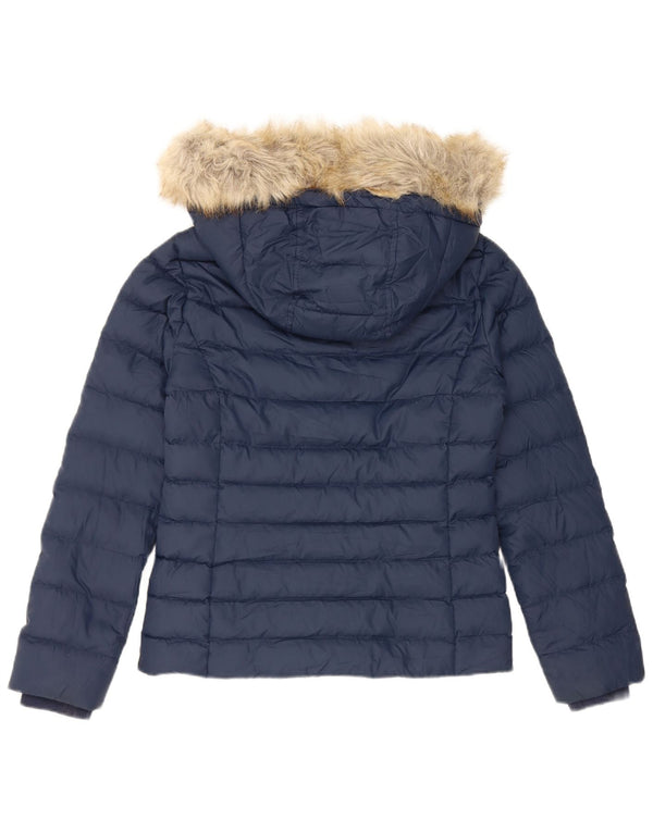 Giacca imbottita con cappuccio da donna Tommy Hilfiger UK 10 Small poliestere blu navy