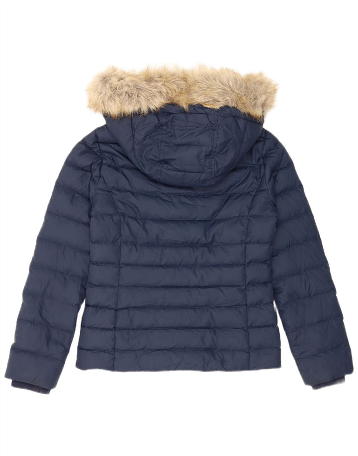 Giacca imbottita con cappuccio da donna Tommy Hilfiger UK 10 Small poliestere blu navy