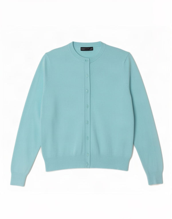Maglione cardigan da donna Marks & Spencer UK 14 Viscosa turchese medio