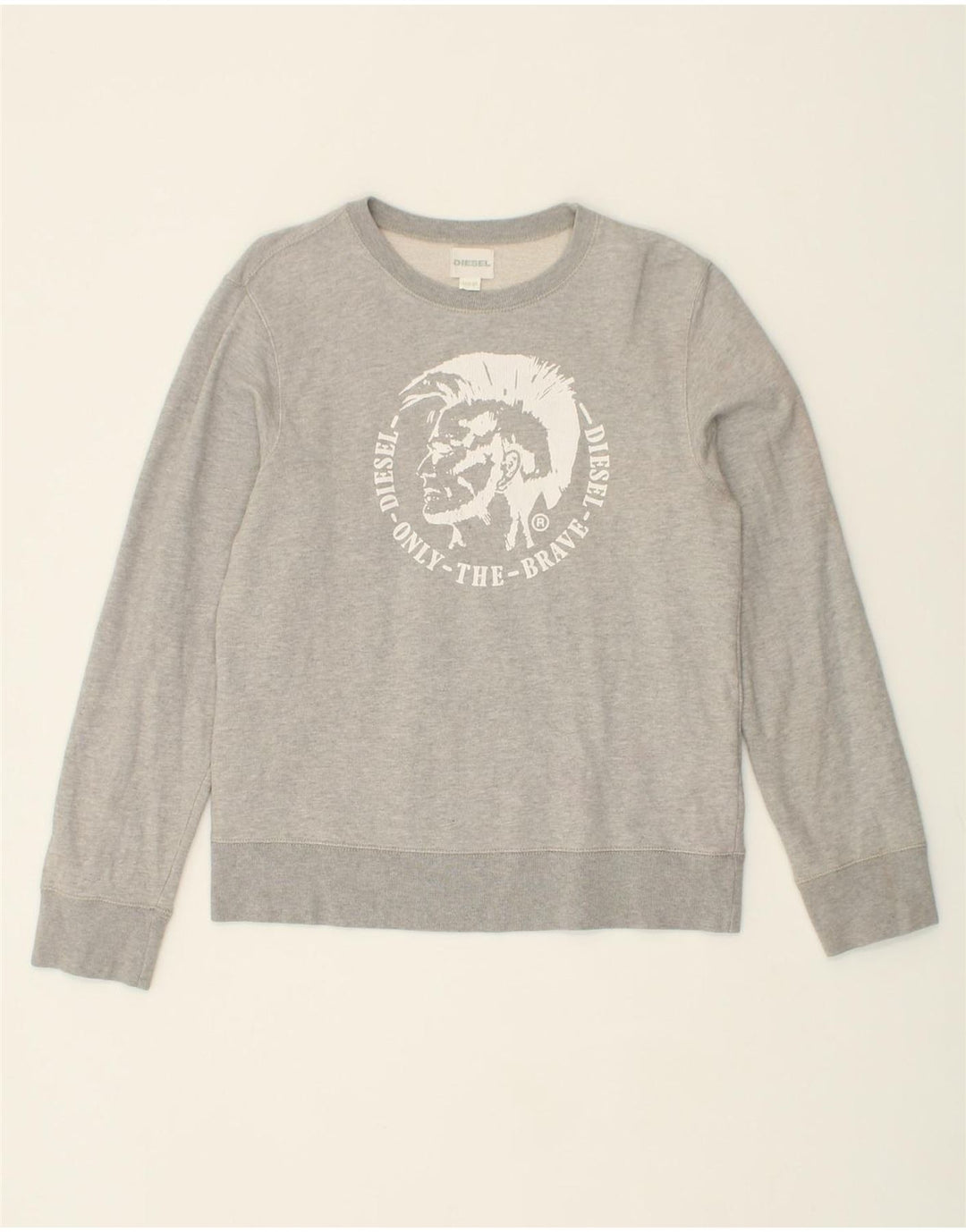 DIESEL Boys Graphic Sweatshirt Jumper 13-14 Years XL Grey Cotton Vintage Diesel and Second-Hand Diesel from Messina Hembry 