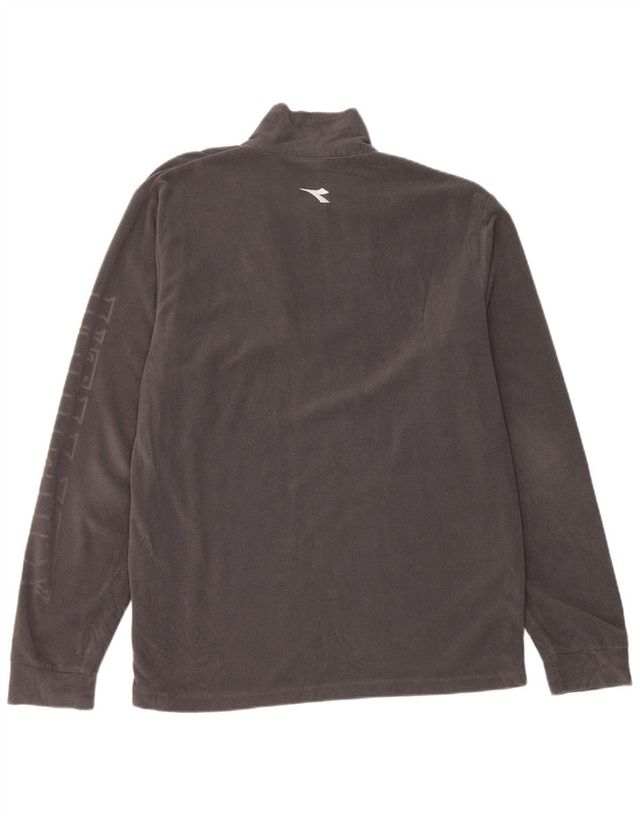 Maglione in pile Diadora da uomo con grafica con zip e collo XL in poliestere grigio