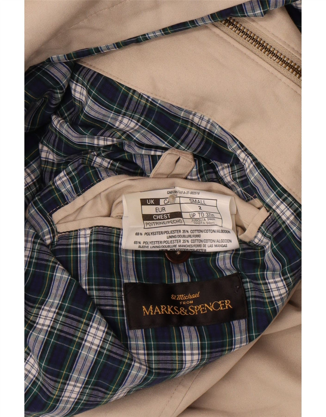 Giubbotto bomber da uomo Marks & Spencer UK 36 piccolo poliestere beige