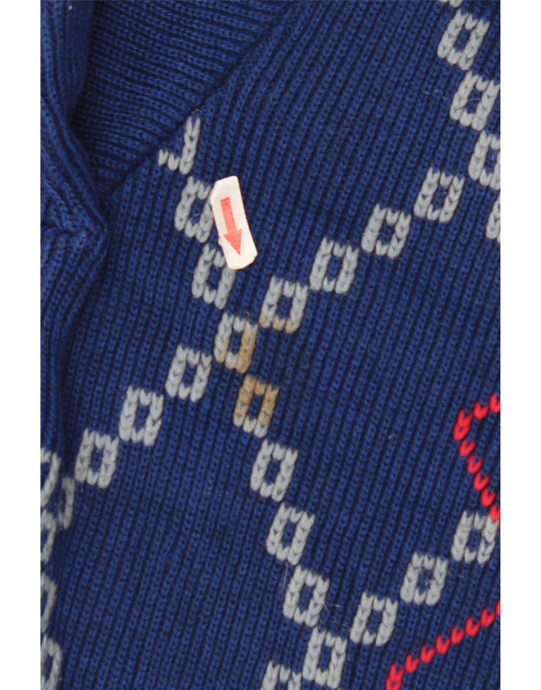 Maglione maglione girocollo da uomo vintage grande blu a rombi/diamante