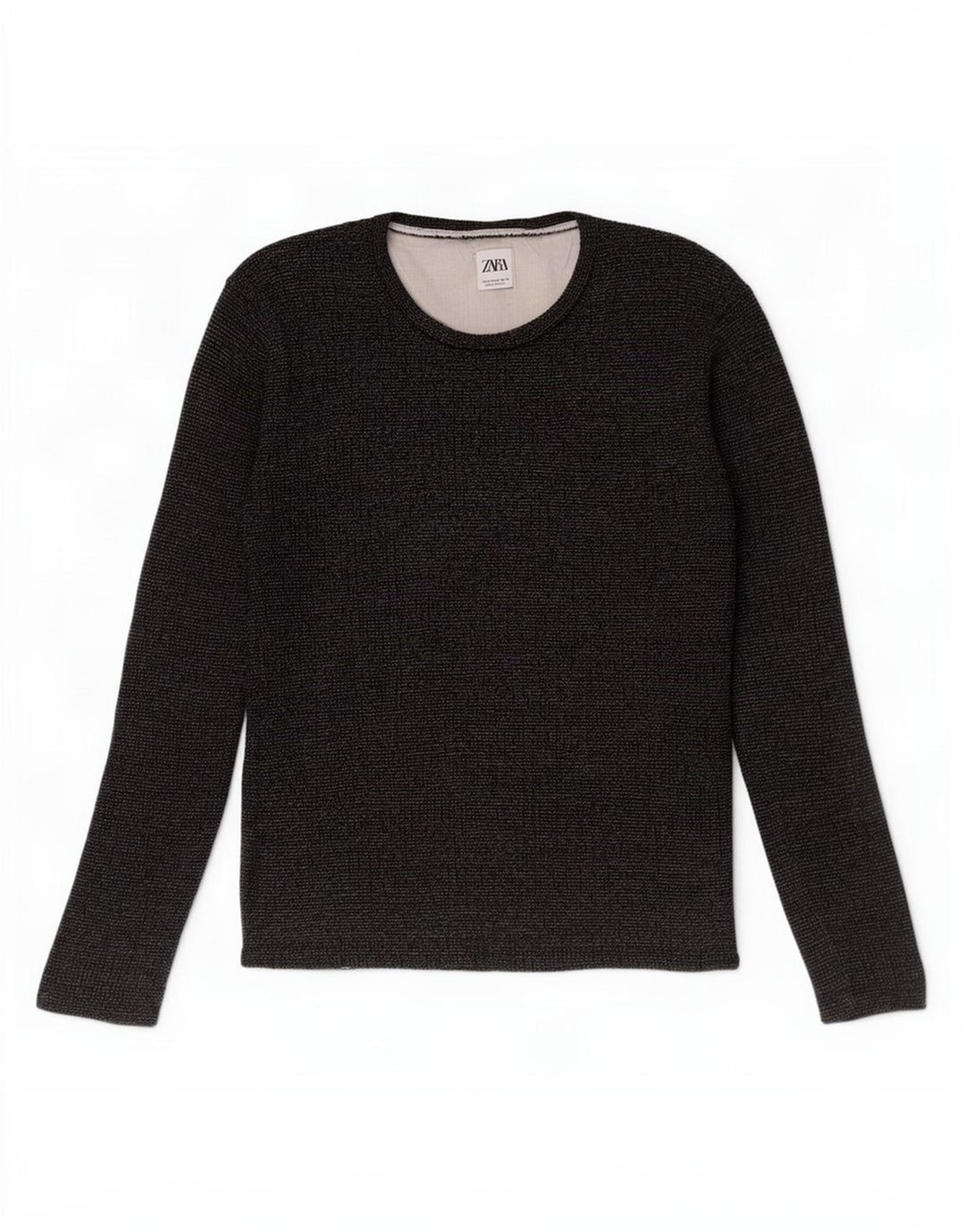 Top Zara da uomo a maniche lunghe in cotone blu navy medio