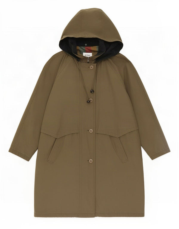 Giacca parka oversize con cappuccio da donna Gil Bret UK 16 grande poliestere kaki