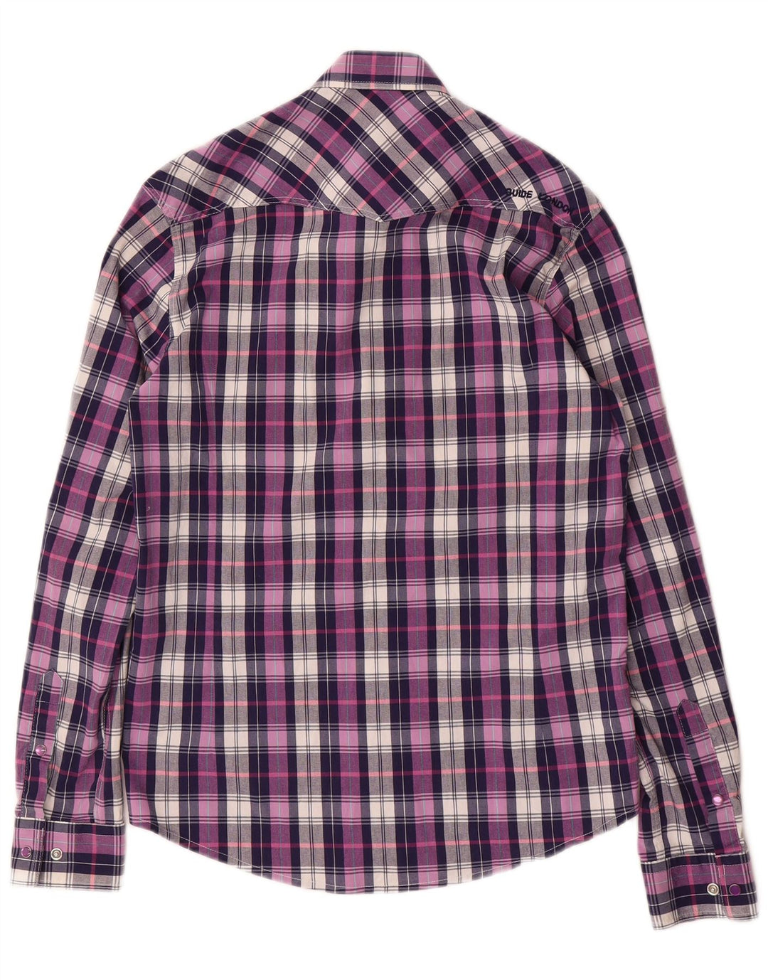 Camicia militare da uomo Guide London in cotone a quadri viola medio